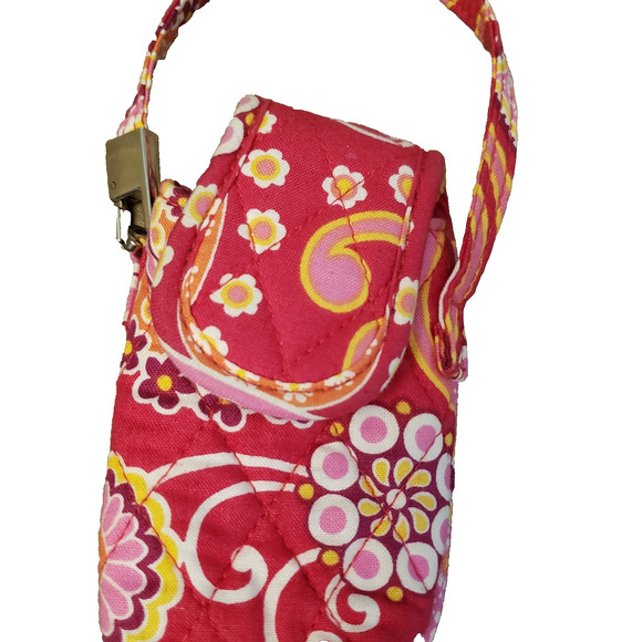 Vera Bradley Quilted Wristlet Case Raspberry Fizz Pink Floral Paisley Phone Case - Picture 2 of 7